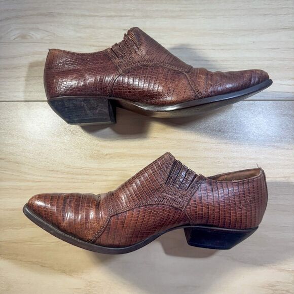 Vintage Nine West Brown Lizard-Effect Ankle Boots Size 7 - Picture 1 of 6
